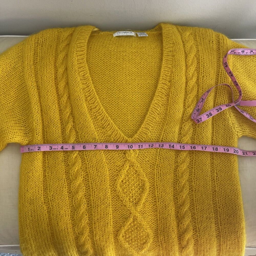 Vintage Liz Claiborne Sweater Wool Mohair Blend Yellow MARIGOLD Pullover S - Picture 5 of 9